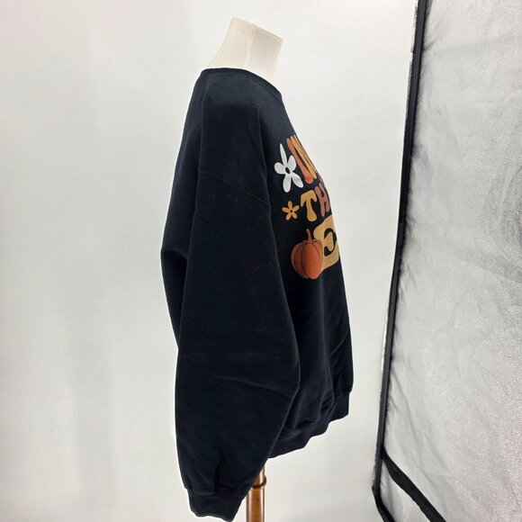 In My Thankful Era Black Graphic Sweatshirt L Gildan Cotton/Polyester Unisex - Picture 6 of 10